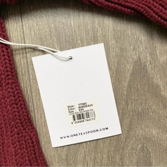 REVOLVE One Teaspoon Turtleneck Sweater Cable Knit Long sleeve Burgundy Size XXS - Picture 15 of 16